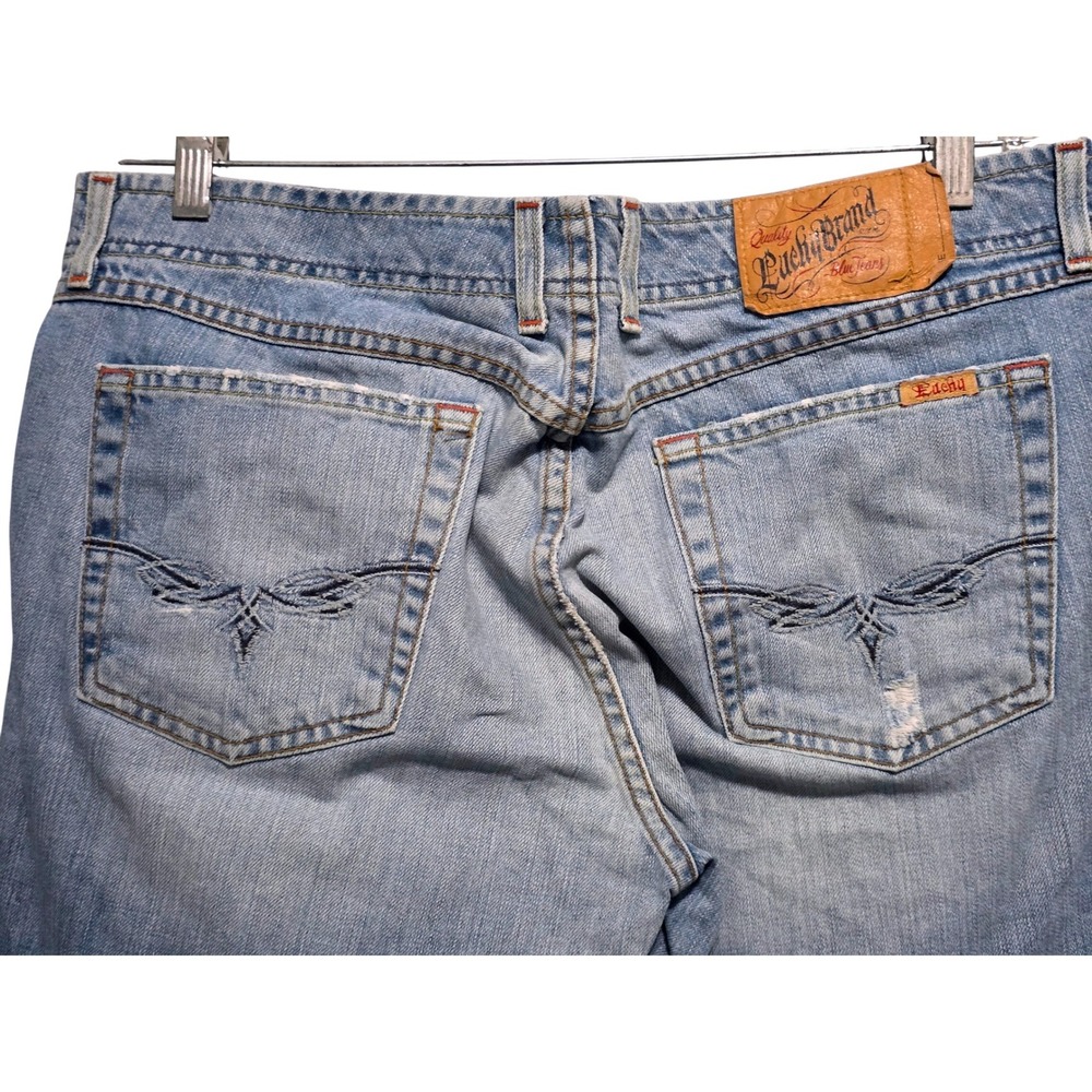 Lucky Brand Blue Jeans Womens 14/32 Light Wash Distressed Cropped Capri Wide Leg - Picture 4 of 11